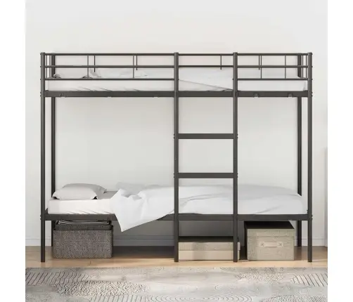 Divstāvu Gulta Bez Matrača Melns 90X190 Cm Tērauds Vidaxl