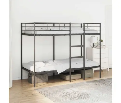 Divstāvu Gulta Bez Matrača Melns 90X190 Cm Tērauds Vidaxl