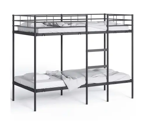 Divstāvu Gulta Bez Matrača Melns 90X200 Cm Tērauds Vidaxl