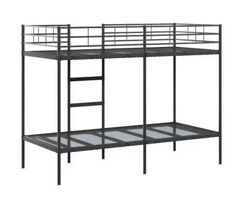 Divstāvu Gulta Bez Matrača Melns 90X200 Cm Tērauds Vidaxl