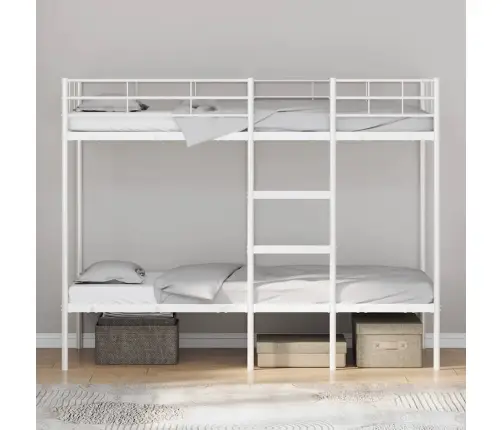 Divstāvu Gulta Bez Matrača Balts 75X190 Cm Tērauds Vidaxl