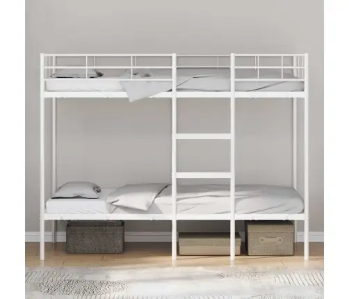 Dviaukštė Lova Be Čiužinio Balta 90X200 Cm Plienas