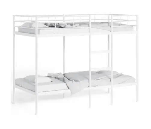 Dviaukštė Lova Be Čiužinio Balta 100X190 Cm Plienas