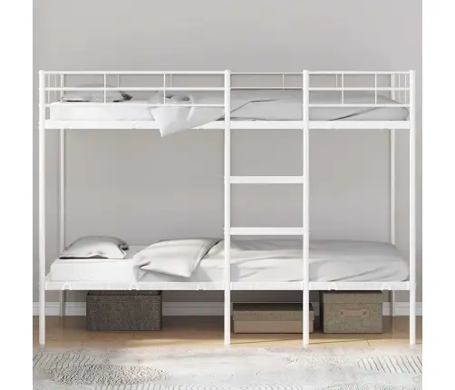 Divstāvu Gulta Bez Matrača Balts 100X200 Cm Tērauds Vidaxl