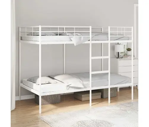 Divstāvu Gulta Bez Matrača Balts 100X200 Cm Tērauds Vidaxl