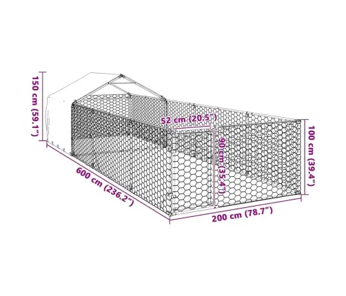 Āra Suņu Audzētava Ar Skrējienu, 6X2X1,5 M, Cinkots Tērauds Vidaxl