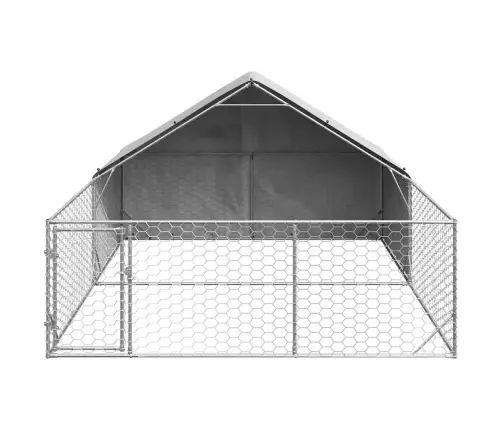 Āra Suņu Audzētava Ar Skrējienu, 4X3X1,9 M, Cinkots Tērauds Vidaxl