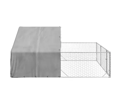 Āra Suņu Audzētava Ar Skrējienu, 4X3X1,9 M, Cinkots Tērauds Vidaxl