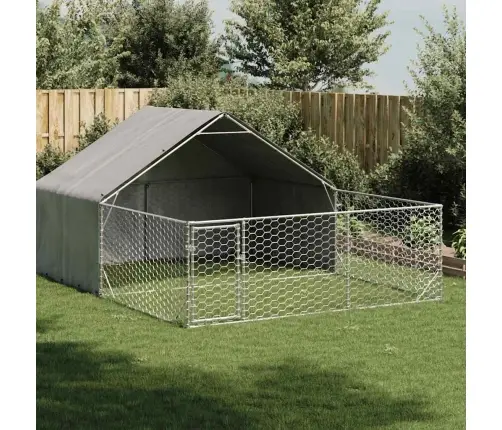 Āra Suņu Audzētava Ar Skrējienu, 4X3X1,9 M, Cinkots Tērauds Vidaxl