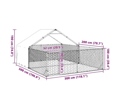 Āra Suņu Audzētava Ar Skrējienu, 5X3X1,9 M, Cinkots Tērauds Vidaxl