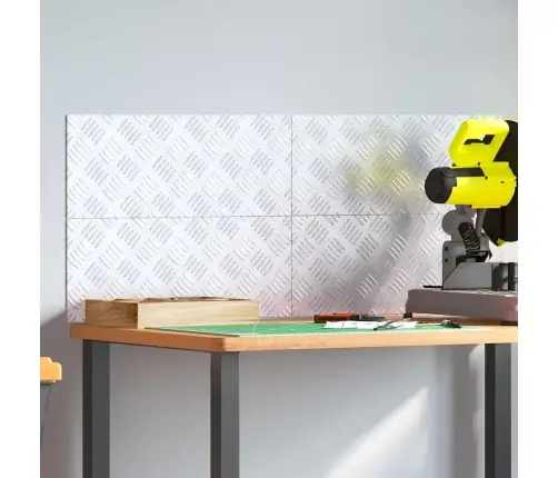 Ruudulised Plaadid 4 Pcs Hõbedane 50 X 20 Cm Alumiinium