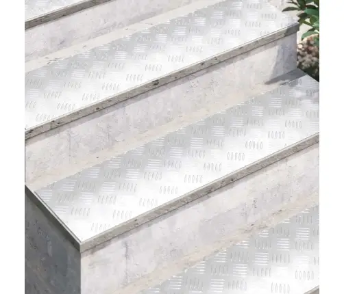 Laiptų Danga Stačiakampio 4 Pcs Sidabro 100 X 25 Cm Aliuminis