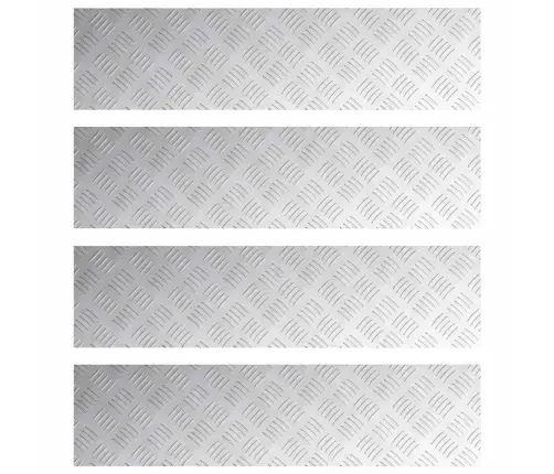 Laiptų Danga Stačiakampio 4 Pcs Sidabro 100 X 25 Cm Aliuminis