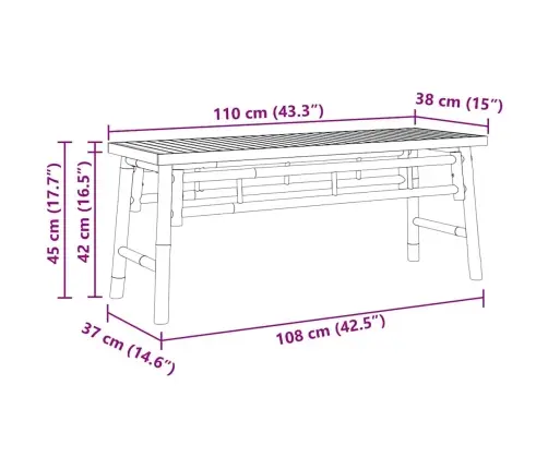 Dārza Sols 110X38X45 Cm Bambuss Vidaxl