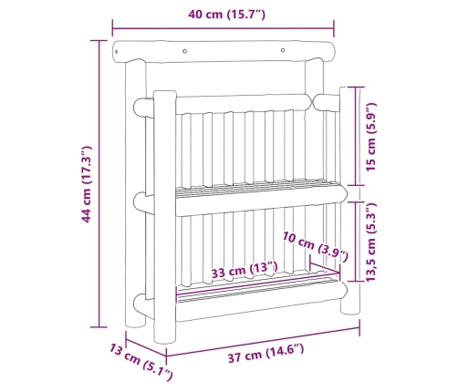 Seinariiul Riiuliga Ladustamisega Pruun 40 X 13 X 44 Cm Bambus