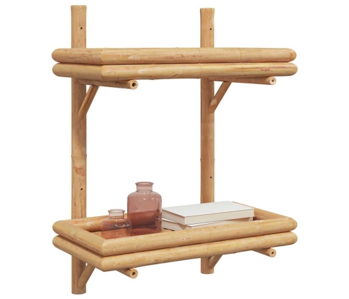 Sienas Plaukts Ar Plauktu Brūna 45 X 26 X 60 Cm Bambuss Vidaxl