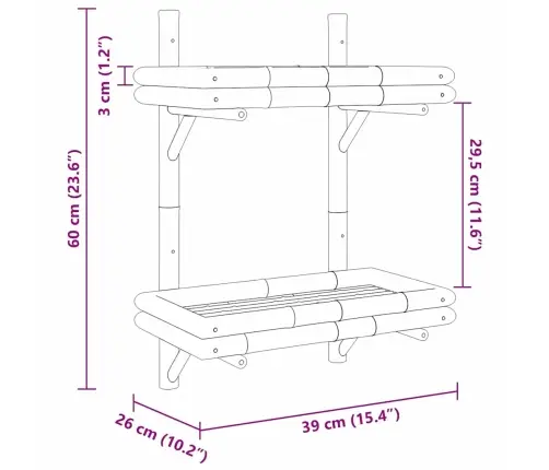 Seinale Kinnitatav Riiul Riiuliga Pruun 45 X 26 X 60 Cm Bambus