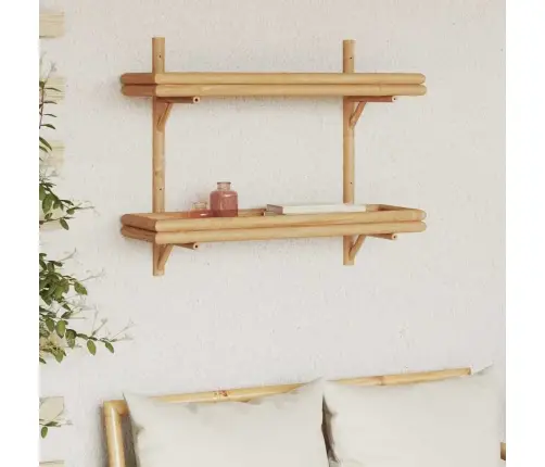 Sienas Plaukts Ar Plauktu Brūna 75 X 26 X 60 Cm Bambuss Vidaxl