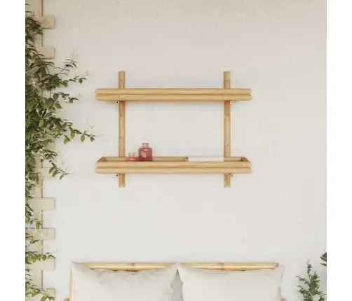 Sienas Plaukts Ar Plauktu Brūna 75 X 26 X 60 Cm Bambuss Vidaxl