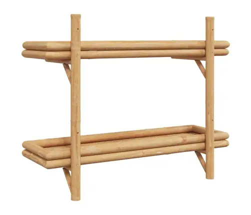 Sienas Plaukts Ar Plauktu Brūna 75 X 26 X 60 Cm Bambuss Vidaxl