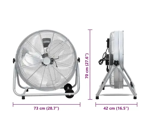 Ventilators Uz Riteņiem, 3 Ātrumi, Sudraba Krāsā, Φ64 Cm Vidaxl