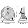 Ventilators Uz Riteņiem, 3 Ātrumi, Sudraba Krāsā, Φ64 Cm Vidaxl