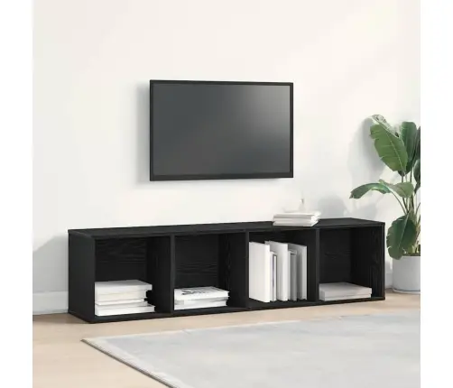 Grāmatplaukts Melns Ozols 143 X 30 X 36 Cm Inženierijas Koks Vidaxl