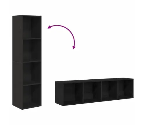 Grāmatplaukts Melns Ozols 143 X 30 X 36 Cm Inženierijas Koks Vidaxl