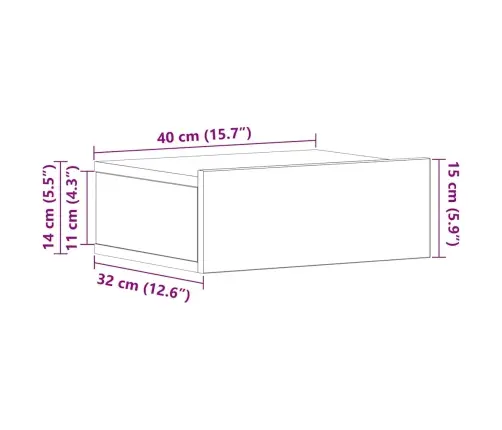 Pakabinamas Naktinis Staliukas, Juodo Ąžuolo, 40X32X15 cm Inžinerinės Medienos