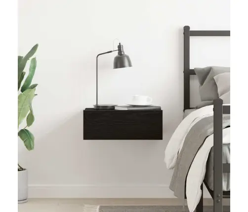 Pakabinamas Naktinis Staliukas, Juodo Ąžuolo, 40X32X15 cm Inžinerinės Medienos