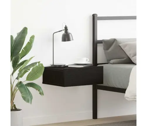 Pakabinamas Naktinis Staliukas, Juodo Ąžuolo, 40X32X15 cm Inžinerinės Medienos