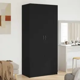 Garderoobikapp Ladustamisega Must 90 X 52 X 200 Cm Tehispuit