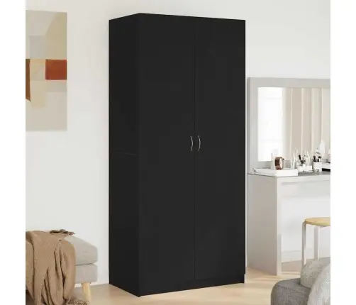 Garderoobikapp Ladustamisega Must 90 X 52 X 200 Cm Tehispuit