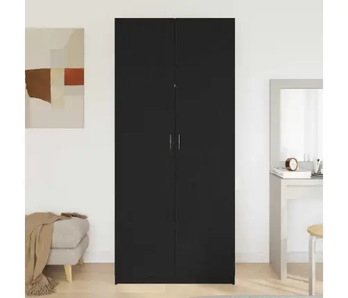 Garderoobikapp Ladustamisega Must 90 X 52 X 200 Cm Tehispuit