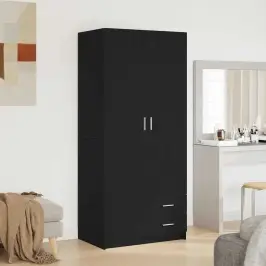 Skapis Ar Durvīm Melns Ozols 80 X 52 X 180 Cm Inženierijas Koks Vidaxl
