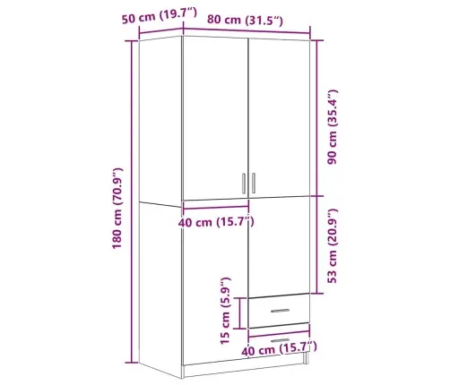 Skapis Ar Durvīm Melns Ozols 80 X 52 X 180 Cm Inženierijas Koks Vidaxl