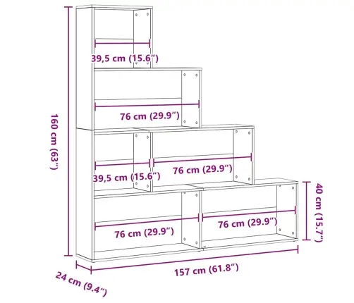 Knygų Spinta Juodas Ąžuolas 155 X 24 X 160 Cm Apdirbta Mediena