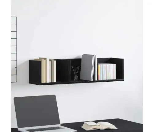 Seinariiul Riiuliga Must Tamm 75 X 18 X 18 Cm Tehispuit