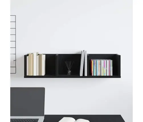 Seinariiul Riiuliga Must Tamm 75 X 18 X 18 Cm Tehispuit