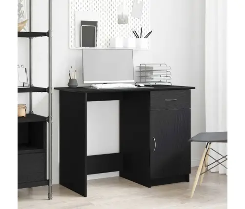 Laud Sahtliga Uksega Must Tamm 100 X 50 X 76 Cm Tehispuit