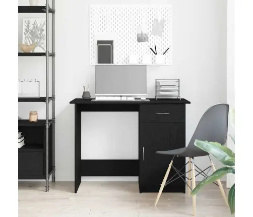 Laud Sahtliga Uksega Must Tamm 100 X 50 X 76 Cm Tehispuit