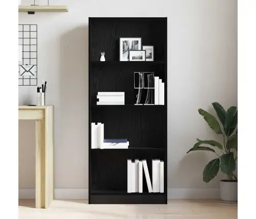 Grāmatu Plaukts Melns Ozols 60 X 24 X 143 Cm Inženierijas Koks Vidaxl