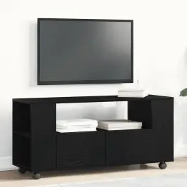 Tv Skapis Ar Riteņiem Melns Ozols 102X34,5X43 Cm Vidaxl