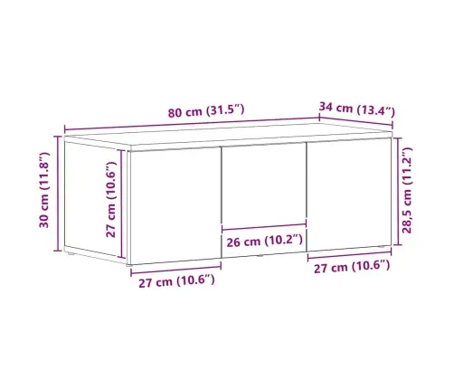 Televizora Stends Melna 80 X 34 X 30 Cm Inženierijas Koks Vidaxl
