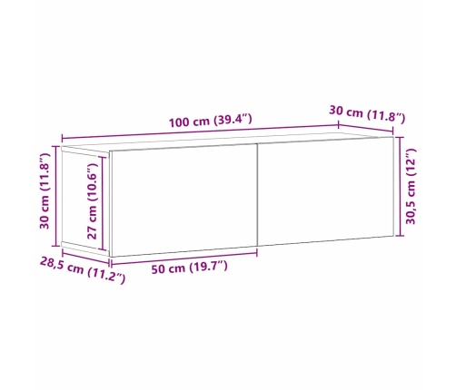 Televizoru Skapji Melns Ozols 100 X 30 X 30 Cm Vidaxl