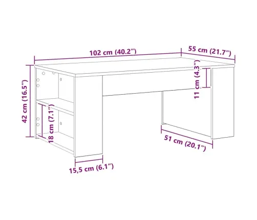 Kafijas Galdiņš Melnā Ozolā 102X55X42 Cm Inženierijas Koks Vidaxl