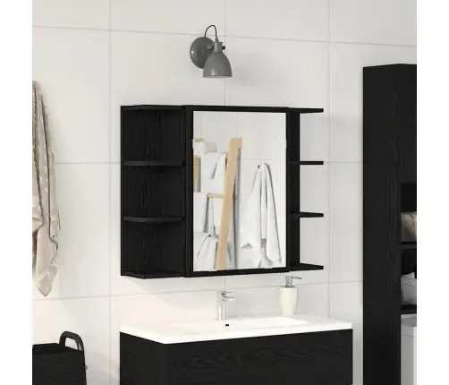 Veidrodžio Spinta Su Lentyna Juodas Ąžuolas 80 X 20,5 X 64 Cm