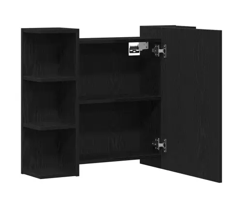 Veidrodžio Spinta Su Lentyna Juodas Ąžuolas 80 X 20,5 X 64 Cm