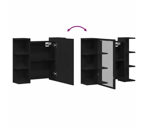 Veidrodžio Spinta Su Lentyna Juodas Ąžuolas 80 X 20,5 X 64 Cm