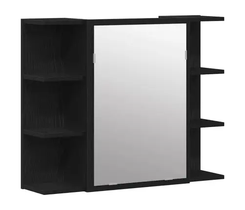 Veidrodžio Spinta Su Lentyna Juodas Ąžuolas 80 X 20,5 X 64 Cm